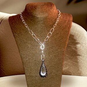 Silver Filigree Teardrop Necklace